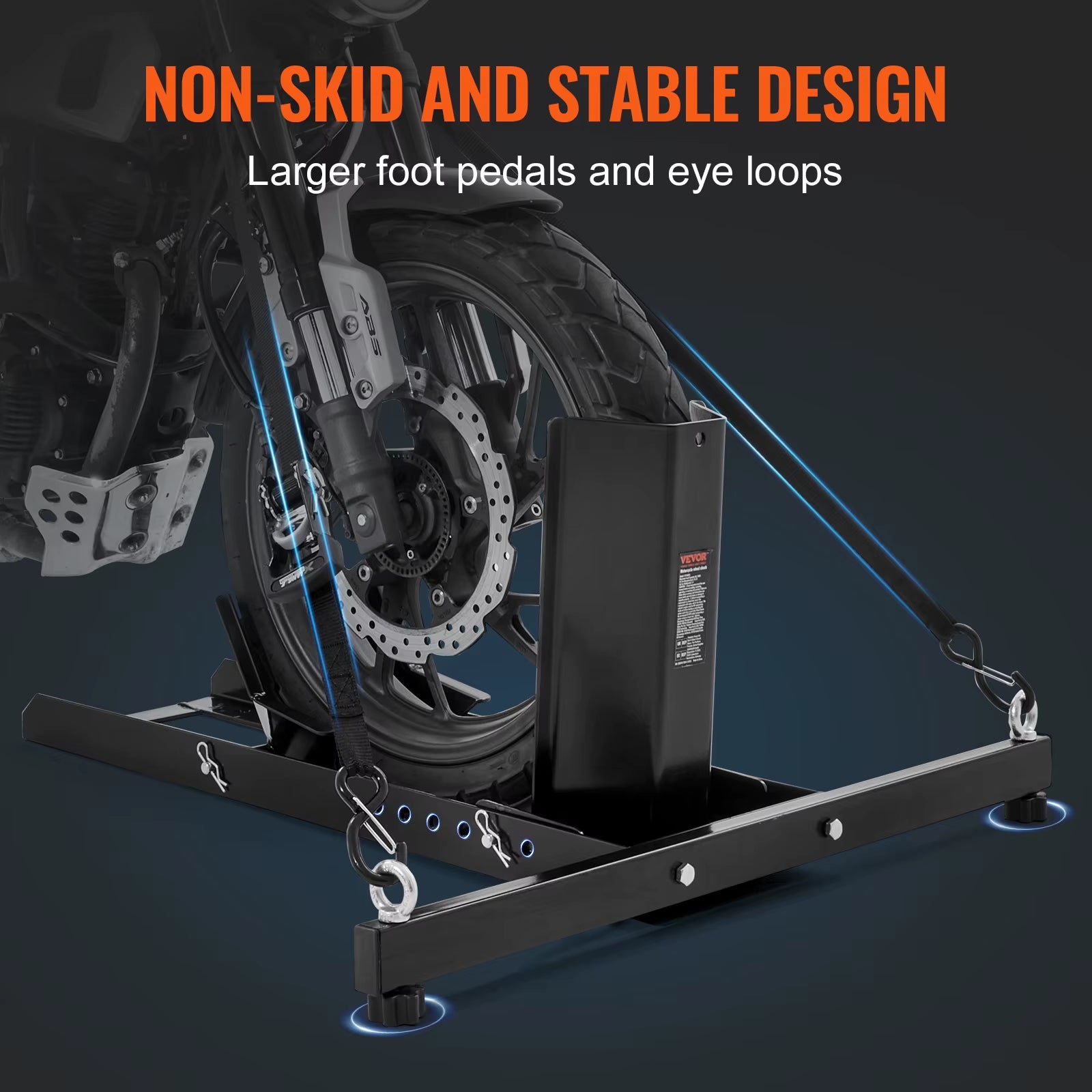 VEVOR Motorcycle Wheel Chock Upright 1800 Lbs Heavy-Duty Steel Motorcycle Front Wheel Stand with Adjustable Holes for Motorcycle