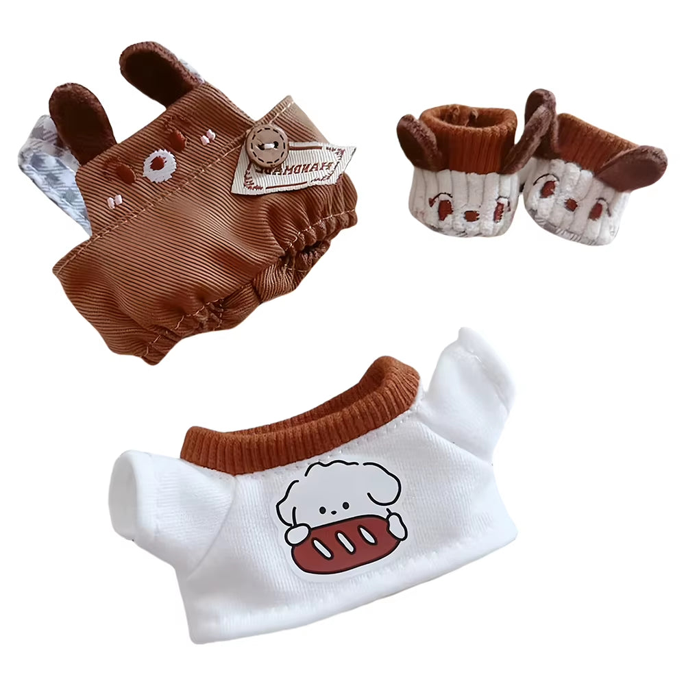 For Labubu 17Cm Doll Clothes Cute Plush Doll Clothes Headband Hoodie Coat Trousers Doll Dress up for Labubu Dolls Fans Gift