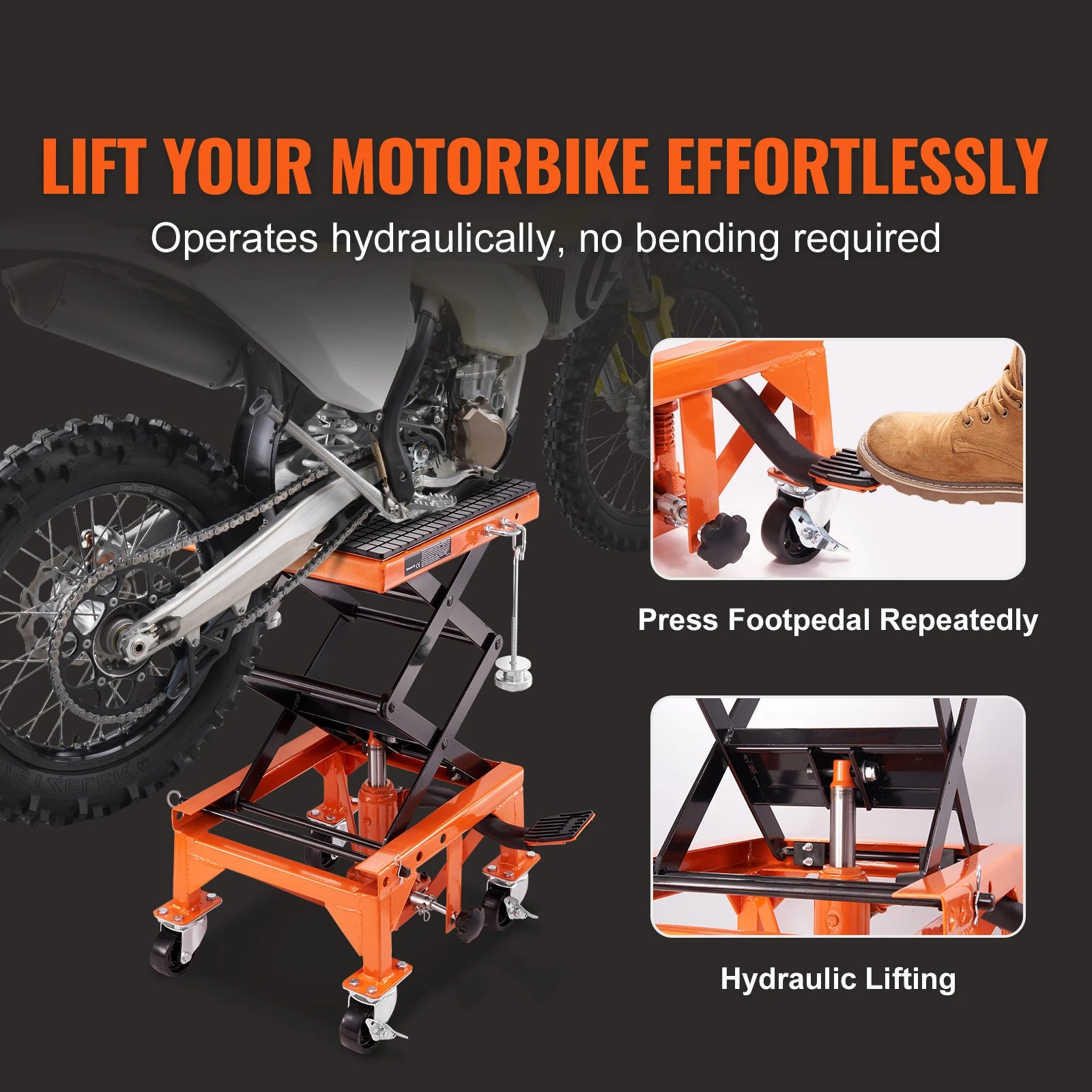 Succebuy Motorcycle Lift 350/1100/1500LBS Capacity Motorcycle Scissor Lift Jack with Wide Deck&Safety Pin for Bikes Motorcycles