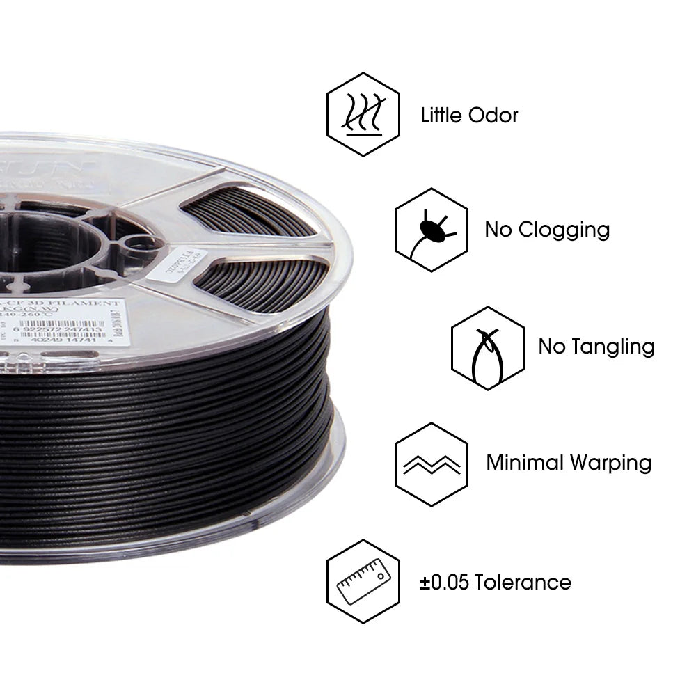Carbon Fiber Filled Nylon Filament PA-CF 1.75Mm 3D Printer Filament,1Kg 2.2LBS Spool 3D Printing Filament for 3D Printers