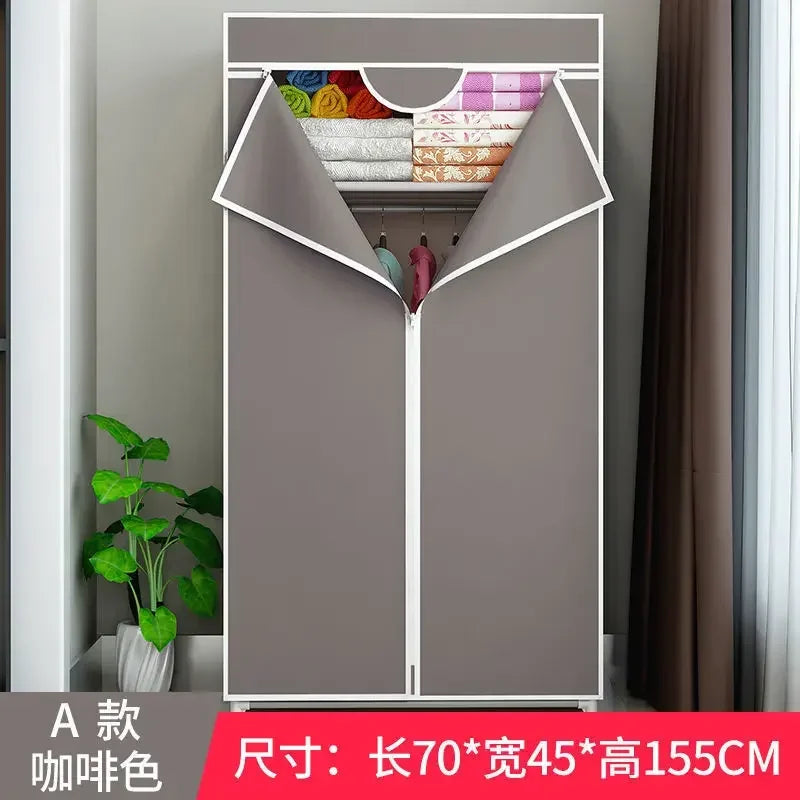Portable Closet Large Wardrobe with 6 Shelves Clothes Organizer with Hanging Rods Wardrobe with Side Pockets Clothes