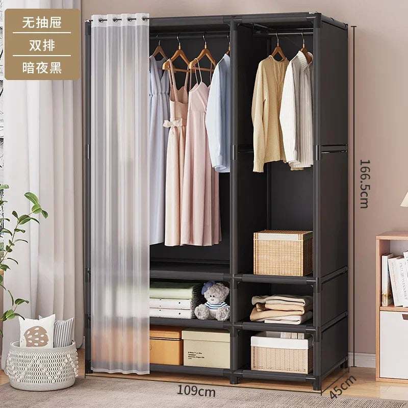 Dustproof Multipurpose Storage Rack, Large Capacity, Simple Assembly Clothes Cabinet Space, Household Wardrobes, Bedroom