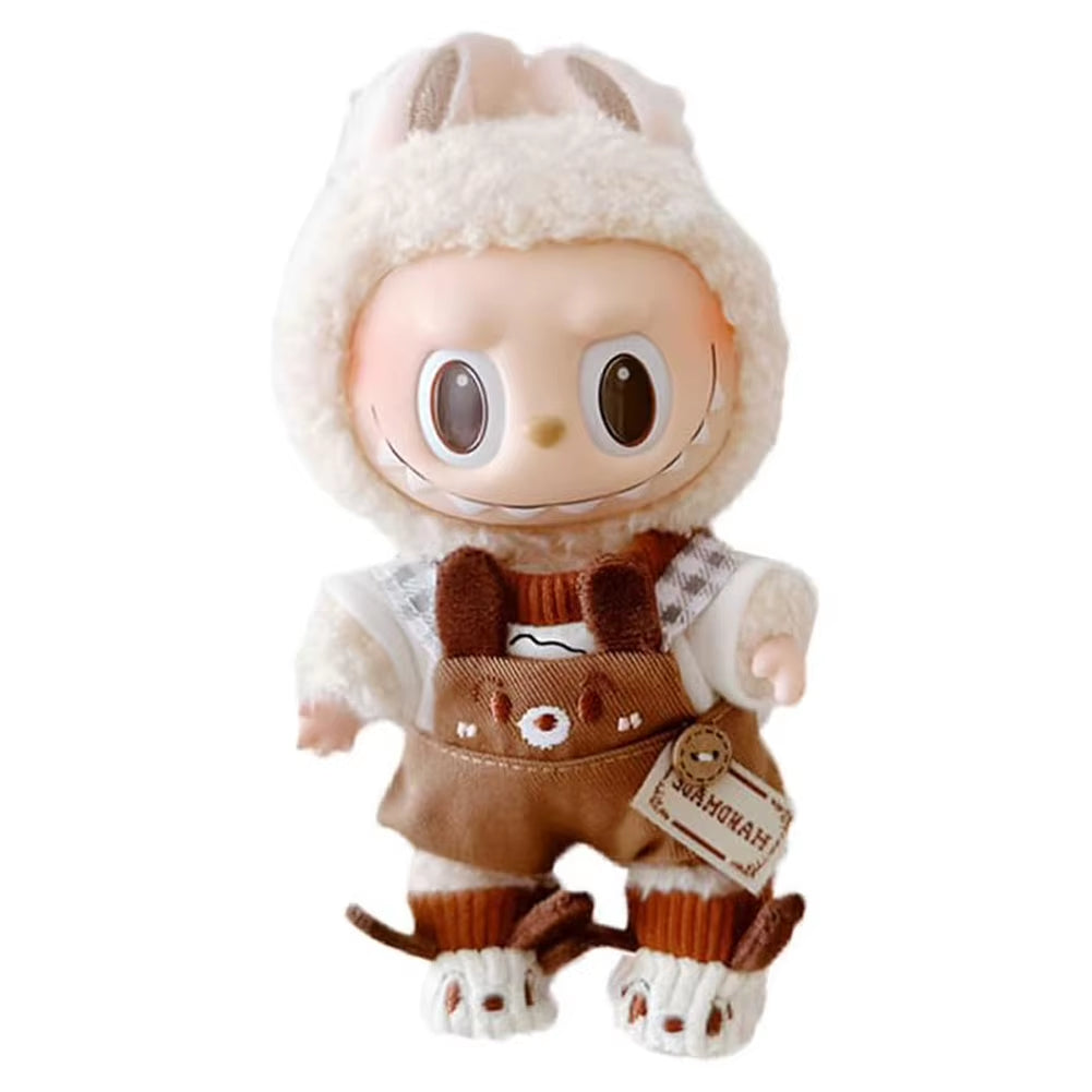 For Labubu 17Cm Doll Clothes Cute Plush Doll Clothes Headband Hoodie Coat Trousers Doll Dress up for Labubu Dolls Fans Gift