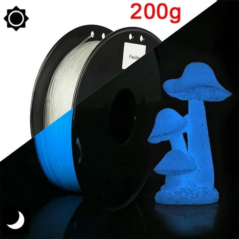 3D Printer Flexible Filament TPU 1.75Mm 200G Rainbow Filament Color Change Filament Glow in the Dark TPU Clear Blue Green Red