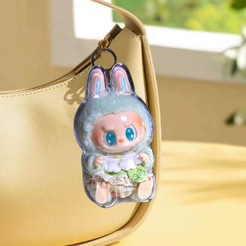 For Labubu Transparent Protective Cover Monster Toy Storage Case Cute Elf Plushie Display Cover for Sitting Party Dolls