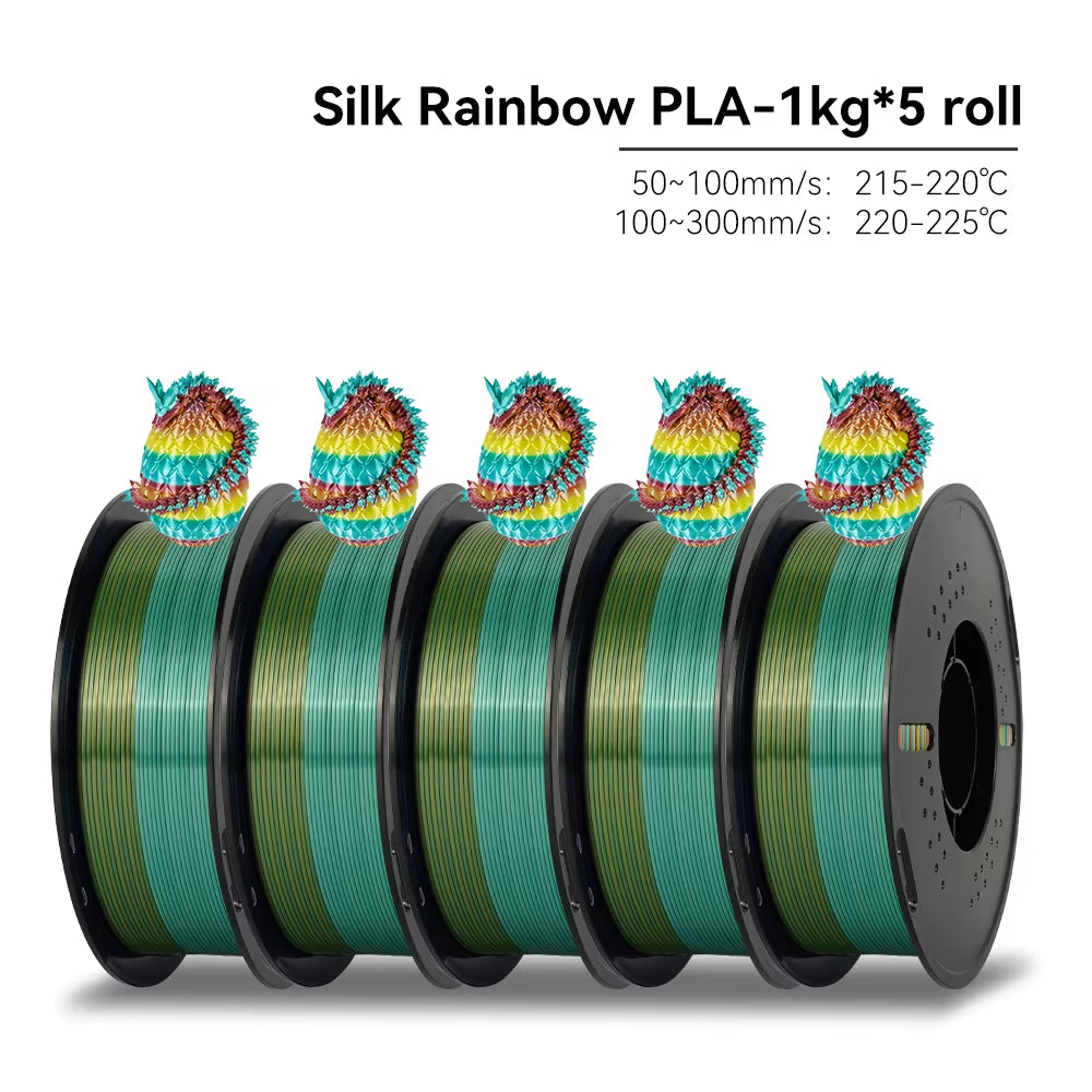 KEEPANG PLA Rainbow 3D Filament 1.75Mm 5Kg Silk PLA Filament Multi-Color Fast Filament Plastic for 3D Printer Materials Neatly
