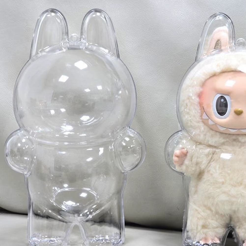 2025 Labubu Transparent Macaron Case Dustproof Protective Cover Popmart Bubble Mart Vinyl Doll Storage Box Monster Toy Accessory