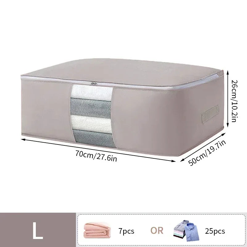 Foldable Clothes Storage Bag Visual Quilt Organize Cases with Handle Home Pillow Blanket Organizer Wardrobe Sorting Storage Box
