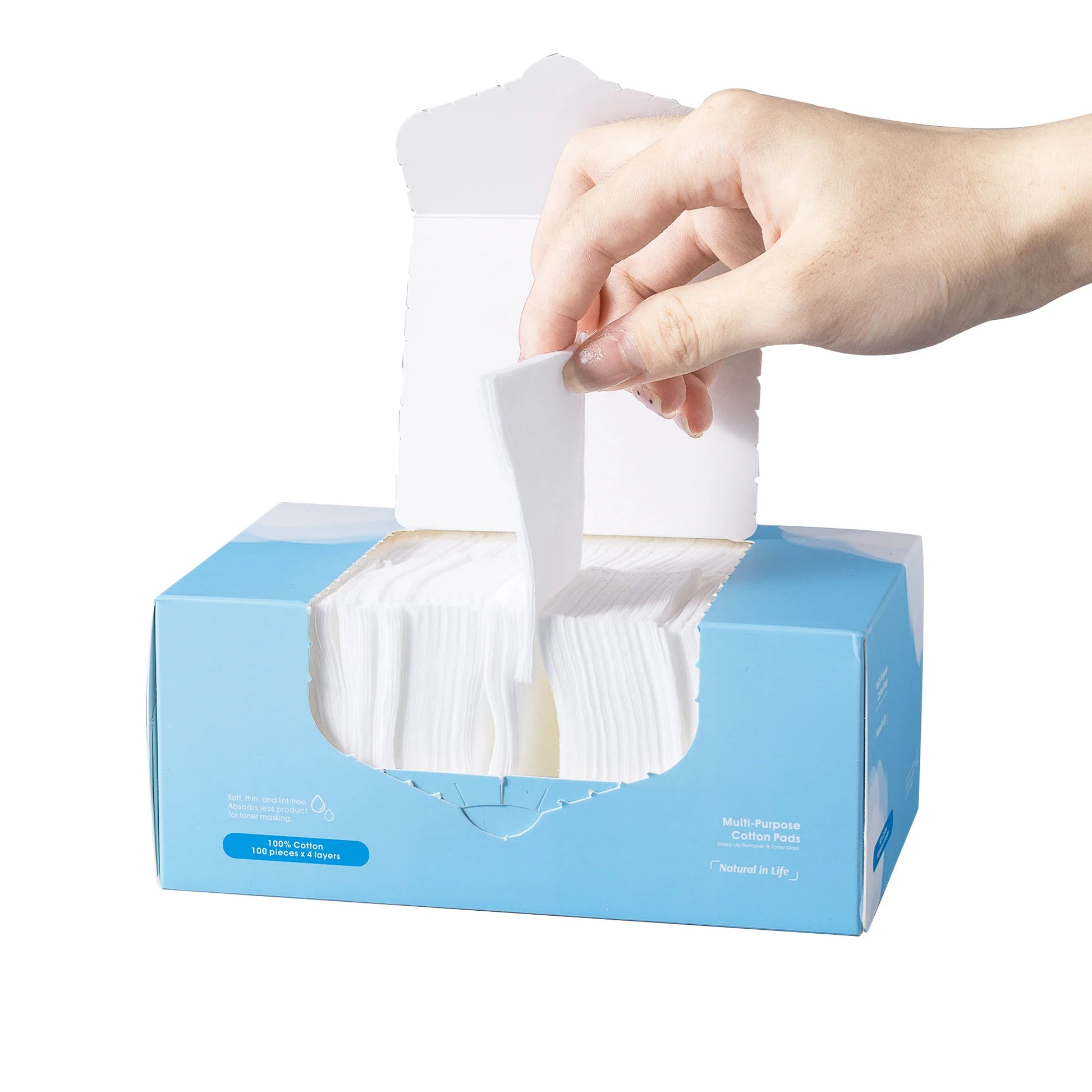 Multi-Purpose Cotton Pads, Make-Up Remover & Toner Mask, 100 Pcs X 4 Layers