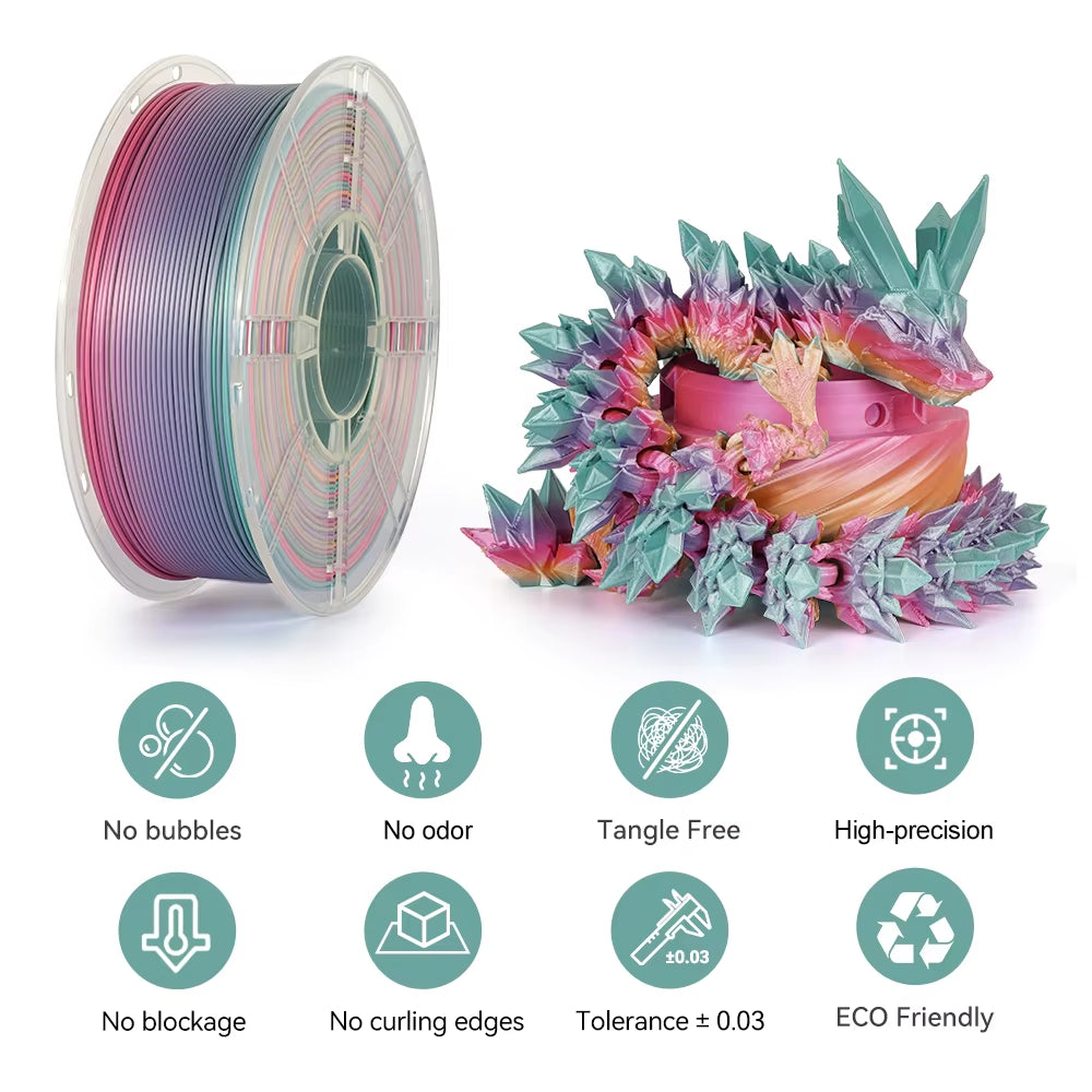 KEEPANG PLA Rainbow 3D Filament 1.75Mm 5Kg Silk PLA Filament Multi-Color Fast Filament Plastic for 3D Printer Materials Neatly