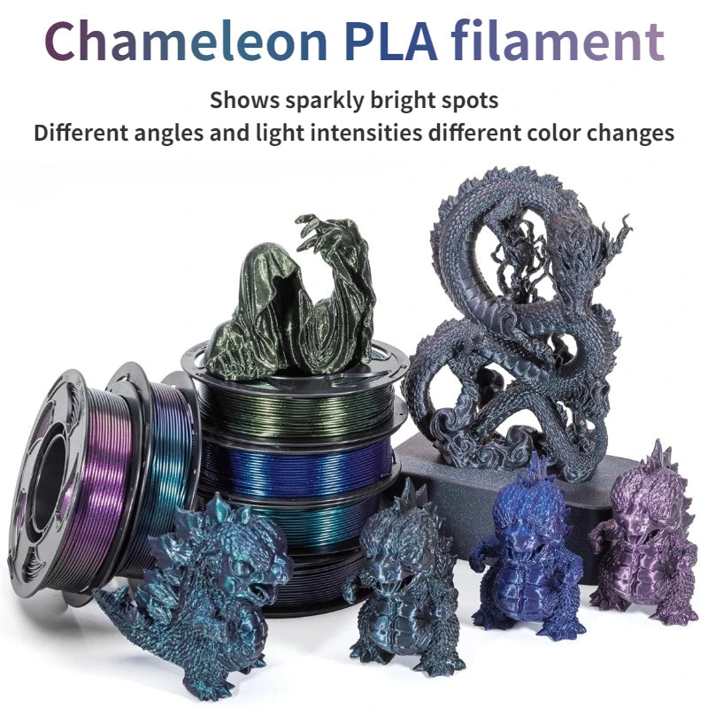 PLA Filament 1.75Mm Color Change,Chameleon Shiny Sparkle Glitter by Different Light and Angle,1Kg/250G Spool Chameleon