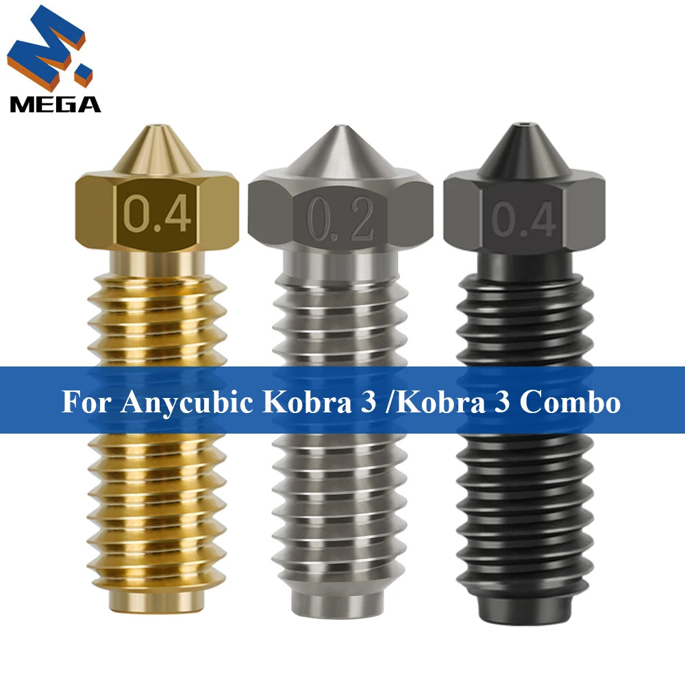 3PCS Nozzles for ANYCUBIC Kobra 3 /Kobra 3 Combo Hotend Brass Hard Steel Copper Plated 1.75Mm 3D Printing Part