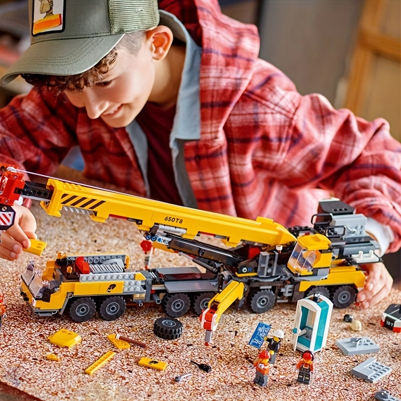 LEGO City Set Yellow Mobile Construction Crane, Model Toy, Home Decoration