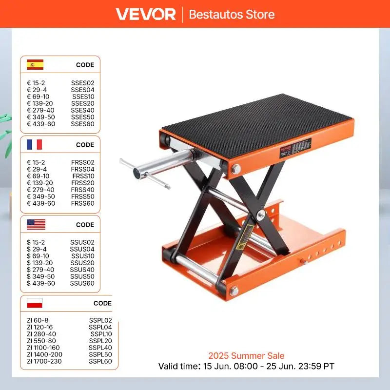 Succebuy Motorcycle Lift 350/1100/1500LBS Capacity Motorcycle Scissor Lift Jack with Wide Deck&Safety Pin for Bikes Motorcycles