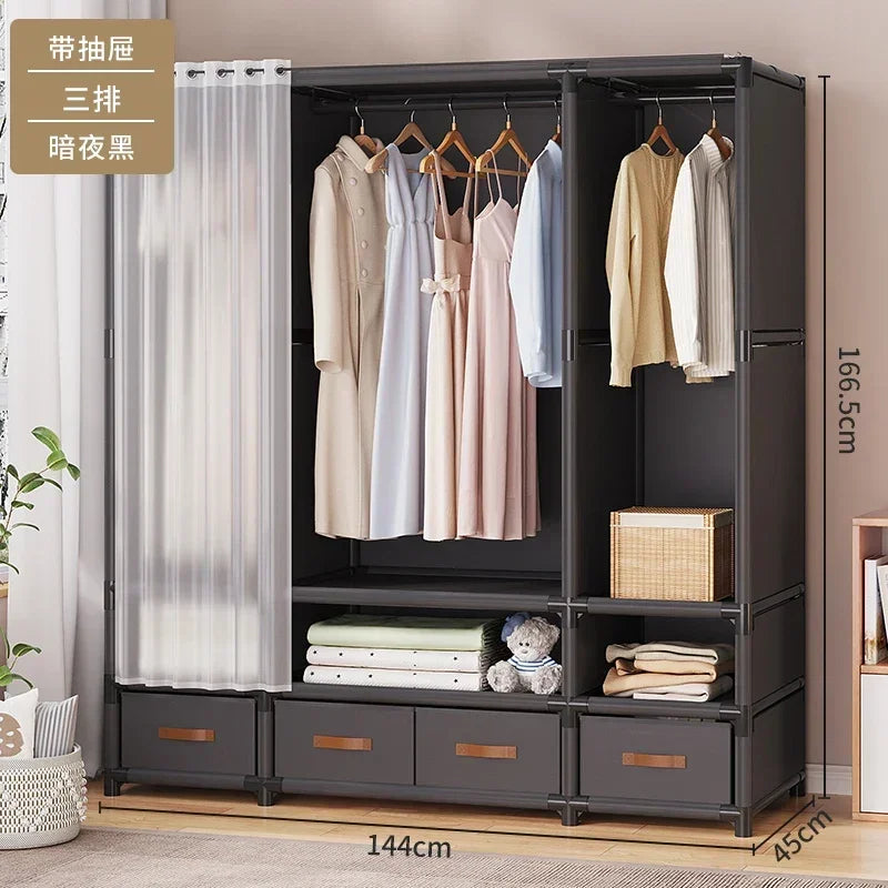 Dustproof Multipurpose Storage Rack, Large Capacity, Simple Assembly Clothes Cabinet Space, Household Wardrobes, Bedroom