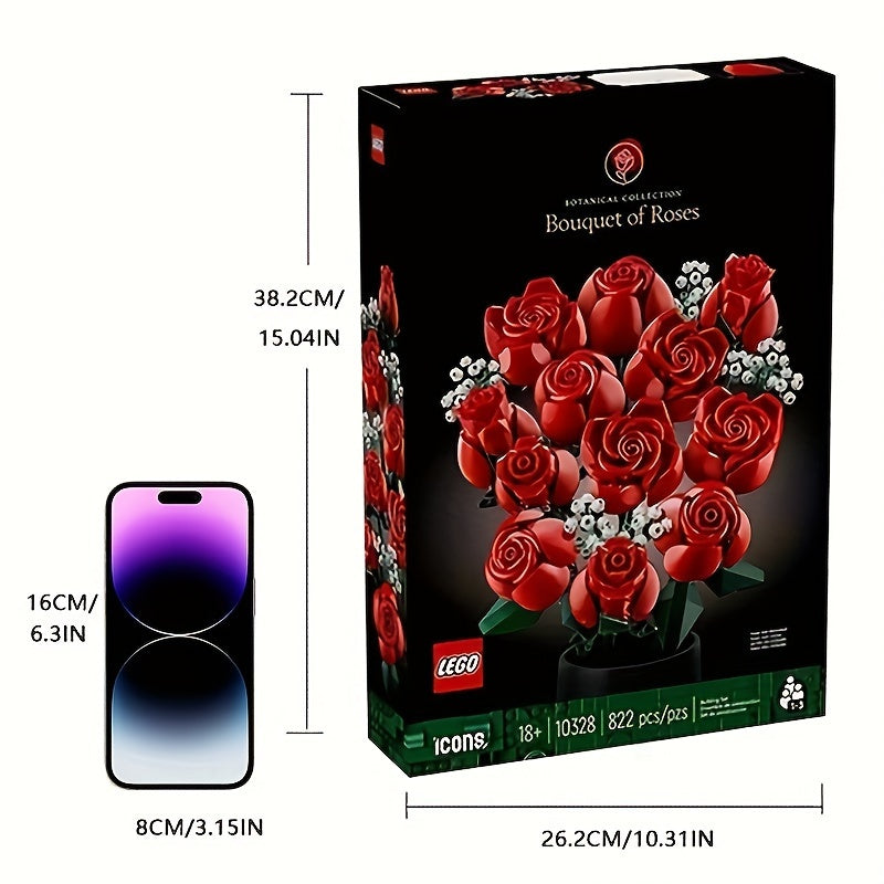 LEGO 10328 Bouquet Of Roses, Artificial Flowers, Unique Gift, Home Decoration, Gift For Anniversary Or Any Special Day Halloween Christmas Gifts