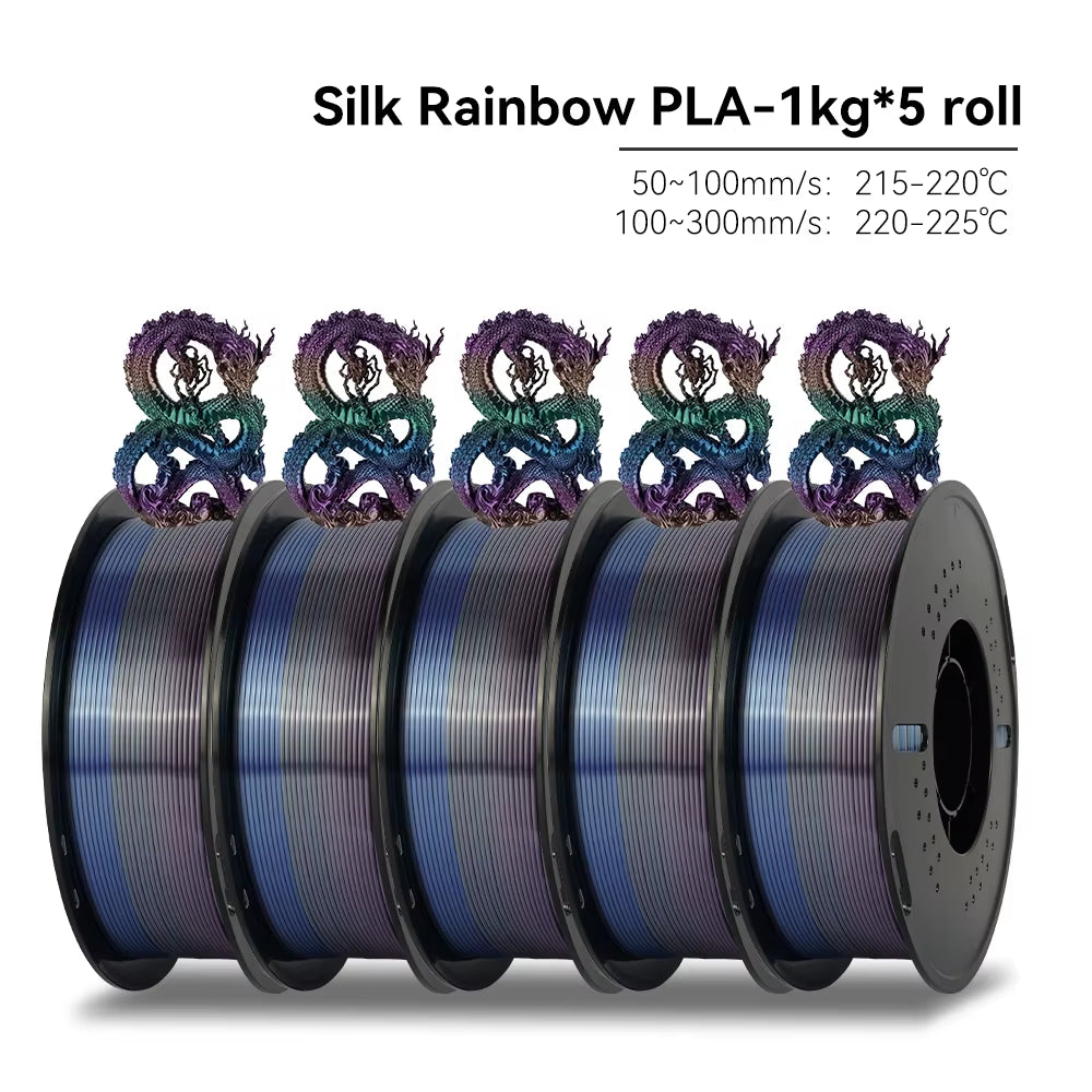 KEEPANG PLA Rainbow 3D Filament 1.75Mm 5Kg Silk PLA Filament Multi-Color Fast Filament Plastic for 3D Printer Materials Neatly