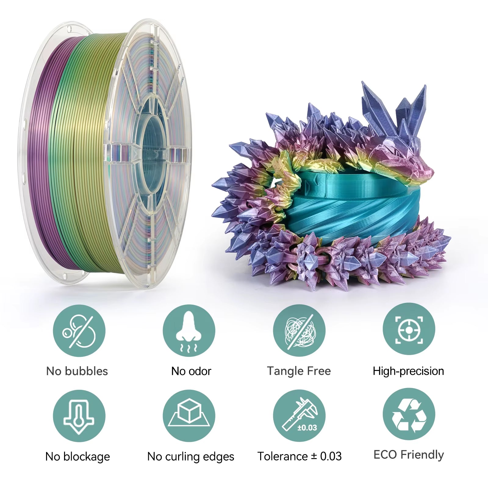 KEEPANG PLA Rainbow 3D Filament 1.75Mm 5Kg Silk PLA Filament Multi-Color Fast Filament Plastic for 3D Printer Materials Neatly