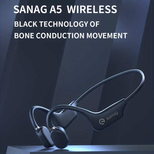 1pc SANAG A5X Bone Conduct Wireless Sports Headphones, Open-Back Earphones with Noise Cancelling Voice Call, Type-C Charging, 3D Stereo Sound, Non-Waterproof, for Cycling & Exercise, Compatible with Cellphones, Wireless Earbu