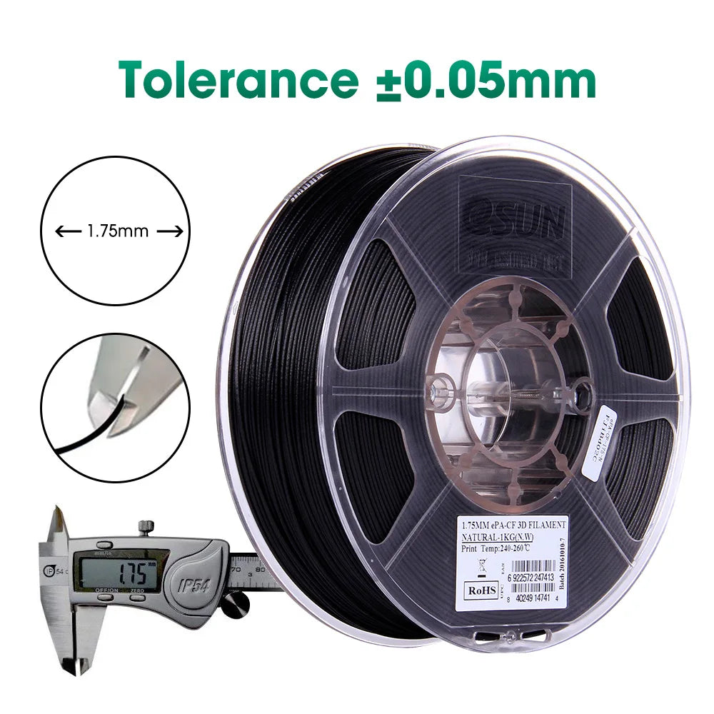 Carbon Fiber Filled Nylon Filament PA-CF 1.75Mm 3D Printer Filament,1Kg 2.2LBS Spool 3D Printing Filament for 3D Printers